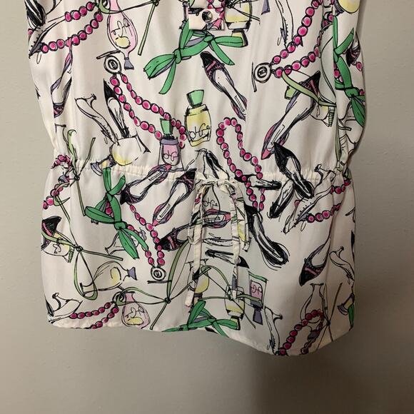 LC Lauren Conrad Printed Ruffle Blouse Size XS - Picture 6 of 7